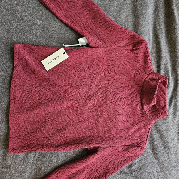 NWT Aritzia Babaton Shapelace Mockneck Maroon - Picture 2 of 3
